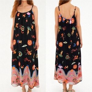 Scandal Italy The Wild & Free Maxi Dress In Black Zodiac Dress S